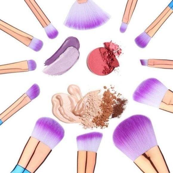 12 pc Rainbow Mermaid Diamond Point Make Up Brush Set - Picture 10 of 10